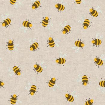 Baumwoll Druck Bienen auf Beige
